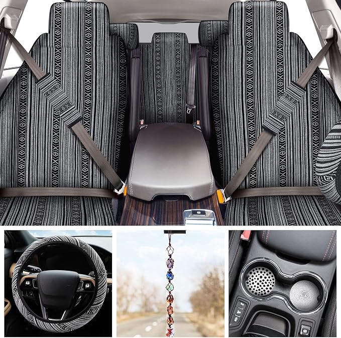 Frienda 14 Pcs Baja Saddle Blanket Car Seat Covers Full Set,Vintage Style - Image 3