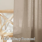 RYB HOME Privacy Semi Sheer Linen Curtains 72 inches Long for Farmhouse | Rod Pocket, Linen Blend, Elegant Light Filtering, Privacy Protected Panels, Khaki, 2 Panels - Image 5