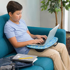 LAPGEAR MyStyle Lap Desk – Starry Blue, Fits 15.6” Laptops | Dual-Bolster Microbead Cushion, Built-In Carry Handle, Ergonomic Curved Front Edge - Image 6