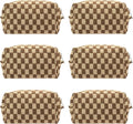 Checkered Makeup Bag for Purse, Small Travel Cosmetic Pouch,Coffee,6 Pack | Cute Zipper Makeup Organizer for Women, Travel Essentials, Toiletries, Makeup Brushes, Beauty Accessories&Bridesmaid Gifts by PAZIMIIK