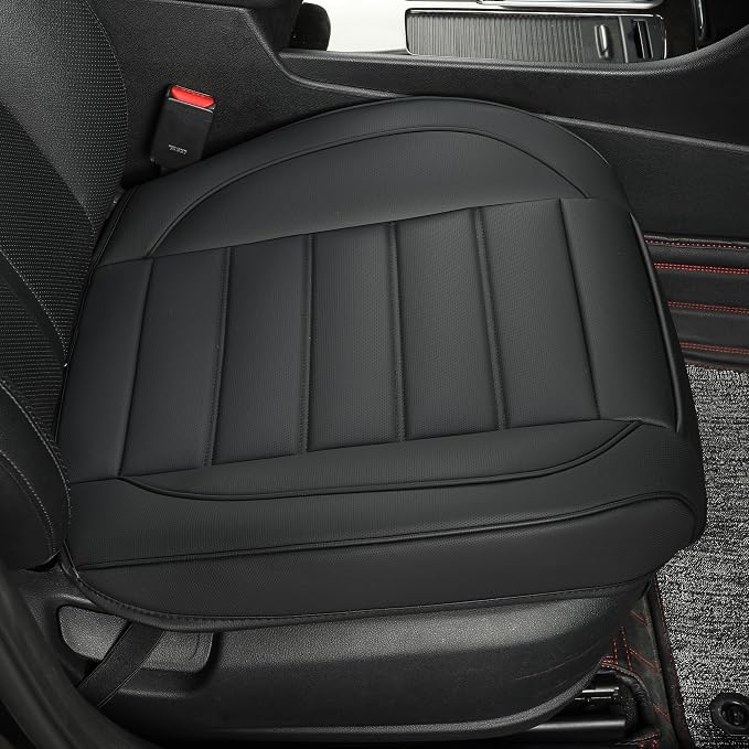 1 Pack Leather Front Car Seat Covers,Bottom Seat Covers for Cars,Driver Car Seat Cushion Cover,Luxury Seat Protectors,Waterproof,Full Wrap,for Most Vehicles,Sedan,Truck,SUV(Black) - Image 4