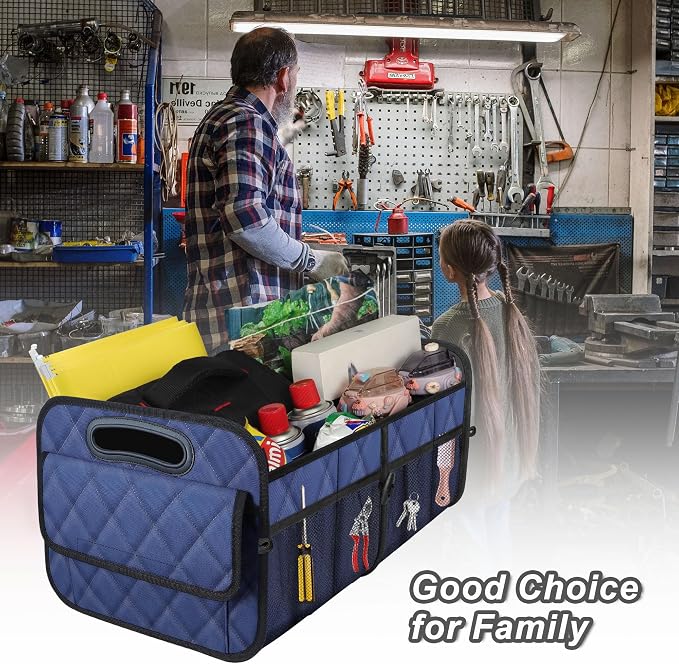 Deosk Car Trunk Organizer for SUV, Car Organizers and Storage with Reinforced Handles, Car Accessories for Women/Men 50L Waterproof Polyester Trunk Organizer(Medium, Dark Blue) - Image 5