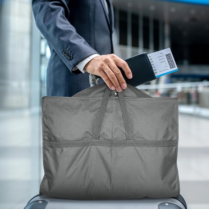 Lazebox 43" Travel Garment Bag with Accessories Zipper Pocket, Heavy Duty Suit Bag for Suits, Tuxedos, Dresses, Coats, Grey, 1 pack - Image 8
