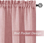 RYB HOME Living Room and Dining Room Curtains 95 inches Long | Light Filtering, Weave Textured, Rod Pocket, Peach Blush, W52 x L95, 2 Panels Set - Image 3