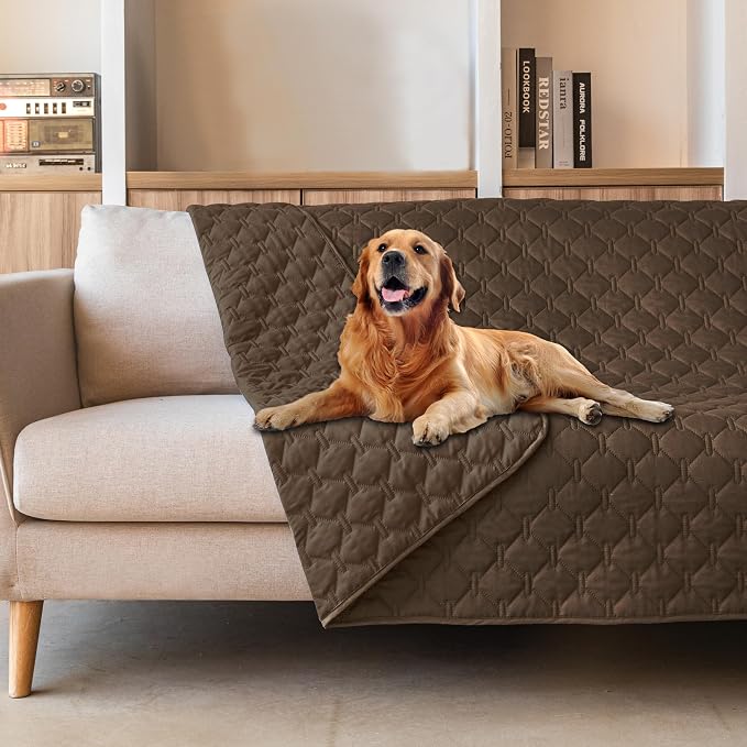 gogobunny 3X Stronger Waterproof Pet Blanket, Scratch Proof Furniture Protector for Dogs Cats, Reversible Cover 68x82 Inch, Dark Chocolate by gogobunny