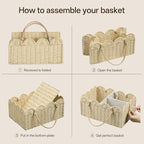 Angelhood Paper Rope Diaper Caddy, Scalloped Baskets with Removable Divider | Woven Floral Baby Diaper Organizer for Changing Table,Baby Shower Gifts,Portable Car Organizer for Diapers - Image 4