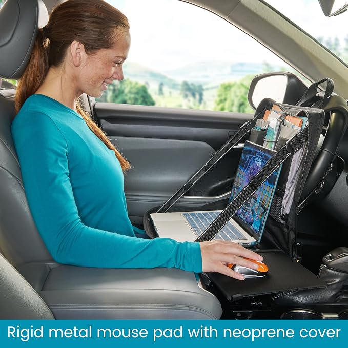 High Road Steering Wheel Desk and Laptop Holder for Car, Truck, Van and SUV | Portable Car Office Laptop Case and Desk, with 6 Storage Compartments, Phone Holder, Mouse Tray and Wrist Rest - Image 9