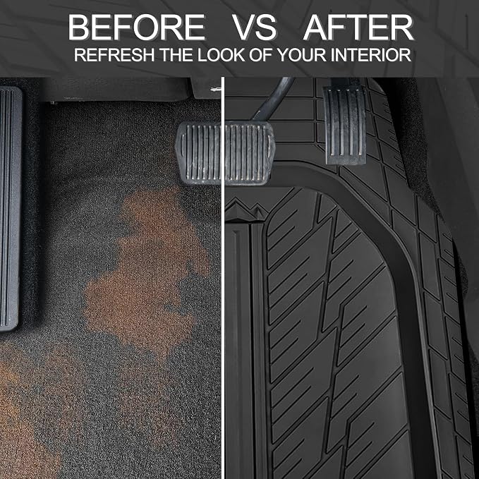 CAR PASS DeepDish Heavy Duty Rubber Floor Mats 3-Piece, Universal M-XL Size Trim-to-Fit Automotive Floor Mats for Truck Van SUV, Durable Waterproof All Weather Car Mats (Solid Black) - Image 7
