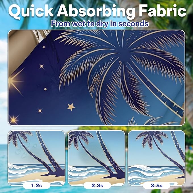 2 Pack Car Seat Towel Covers, Sweat-Proof Microfiber Seat Protectors for Gym, Running, Beach & Workout, Breathable Quick-Dry, Machine Washable, Starry Palm Sea Print, Universal Fit - Image 3