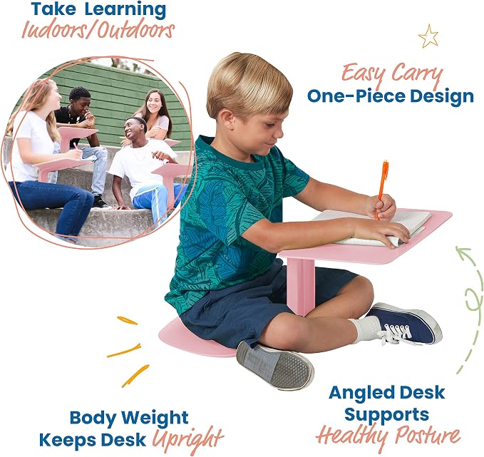 ECR4Kids The Surf Portable Activity Lap Desk, Classroom Essentials, Pink - Image 3