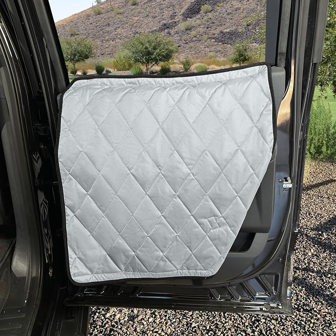 4Knines Heavy-Duty Car Door Protector for Dogs, Waterproof XL Grey | 28"W x 30"L; set of two door guards with top and bottom attachment points for secure fit; installs in 60 seconds. - Image 2