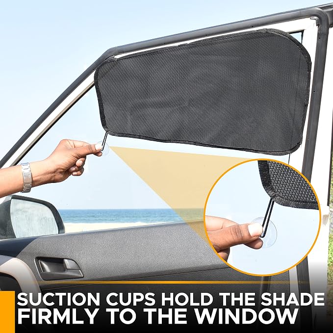 EcoNour Car Driver Front Window Sun Shade | Magnetic Window Curtain | Protects from Harmful Sun Rays for Drivers | Side Window Screen Sunshade for Cars Prevents Sun Damage | Black (1-Piece) - Image 4