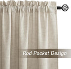 RYB HOME Natural Beige Linen Sheer Curtains 102 inches Long for Living Room | Weave Textured, Rod Pocket, Light Filtering, for Dining Room, W52 x L102, 2 Panels Set - Image 2
