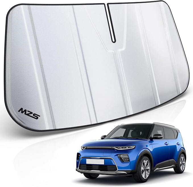 MZS Windshield Sun Shade Compatible with Soul Wagon 2020-2025 | 6-Layer Heat Insulation, 99% UV Blocking, Keeps Interior Cool, Full Coverage Visor, Foldable Car Window Sunshade, Storage Bag by MZS