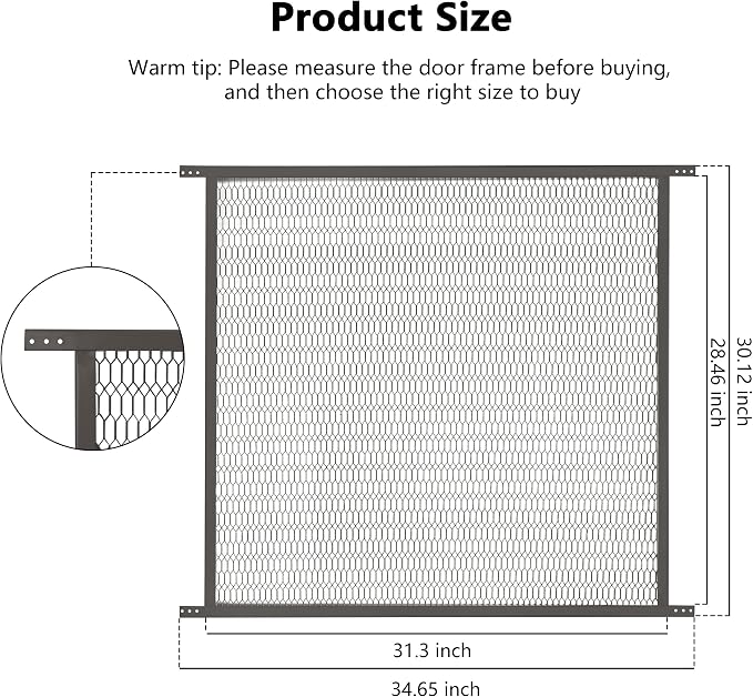 Guardian Steel Pet Grille Rv Screen Door Protector for Dogs Pets Cats Scratch Protector Replacement (36 Inch, Brown) Screen Door Guard Pet Proof Screen Door - Image 2