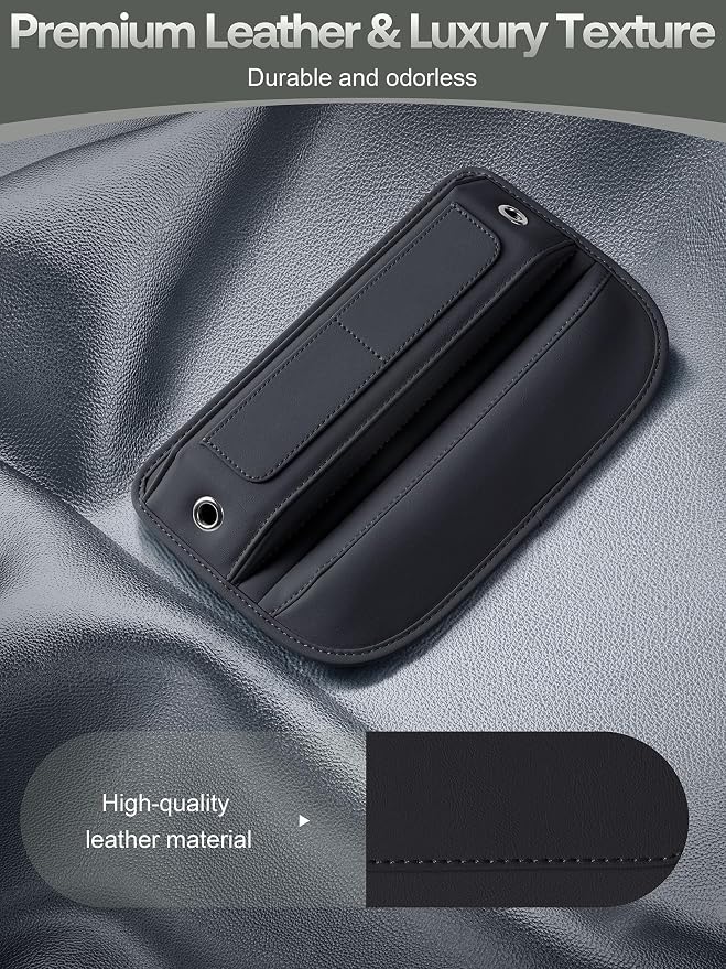 Universal Fit Premium Leather Car Seat Gap Filler Organizer, Center Console Organizer with Card Slots, Clever Gifts for Car SUV Truck Owners (Black, 1 Pack) - Image 4