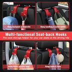 4-Pack Car Headrest Hooks Holds 55lbs Seat Storage Organizer for Bags | Durable ABS Material, 360° Rotating, Car Hanger for Backpack Umbrella Water Bottle Coat Purses Handbags Groceries, Red - Image 5