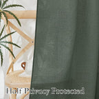 RYB HOME Spring Curtains for Living Room, Light Filtering Privacy Protection Linen Sheer Curtains for Sliding Glass Door, W 52 x L 90 inches, Hunter Green, 2 Panels Set - Image 4