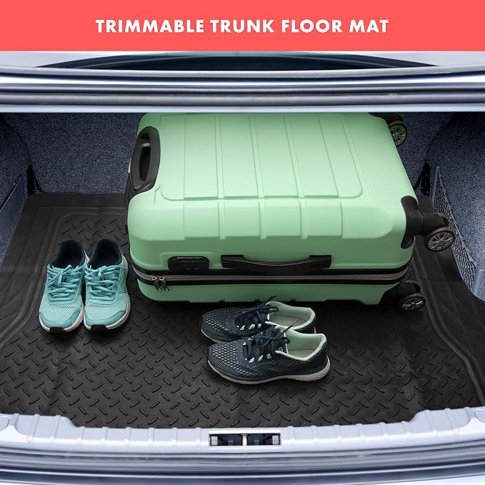 VaygWay Heavy Duty Cargo Liner Trunk Floor Mat – All Weather Trunk Protection Floor Mat - Black Rubber Trimmable Durable Cargo Auto Mat – Universal Fit Car SUV Truck Auto - Image 2