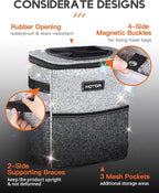 HOTOR Car Trash Can, Compact Waterproof Organizer, Leak-Proof Bin, 2-Gallon | Sparkle White, Multifunctional Car Accessory with Adjustable Straps & Magnetic Snaps for Interior Car Storage - Image 4