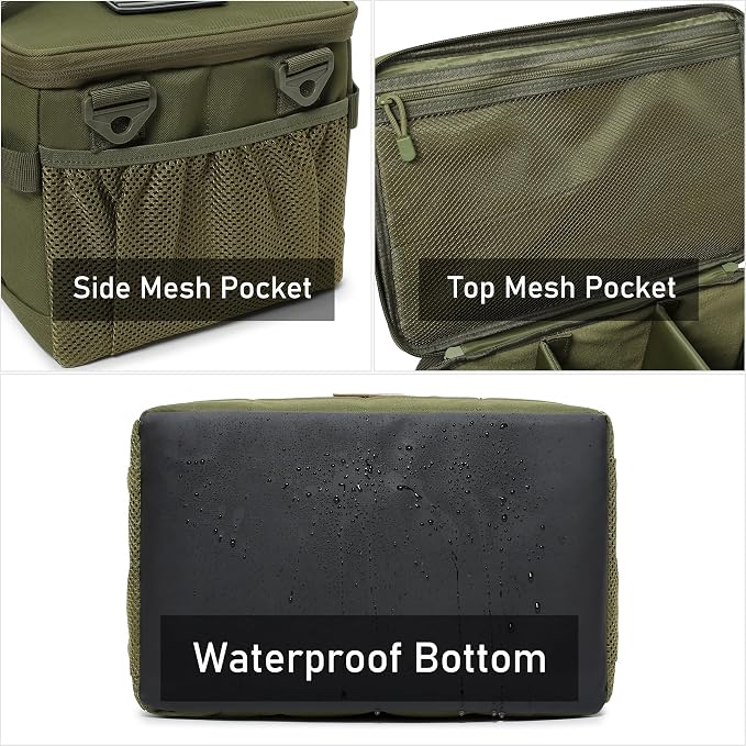 Tactical Camping Storage Bag 18L Tactical Utility Tote Bag Camping Cookware Organizer Trunk Organizer (Army Green) - Image 4