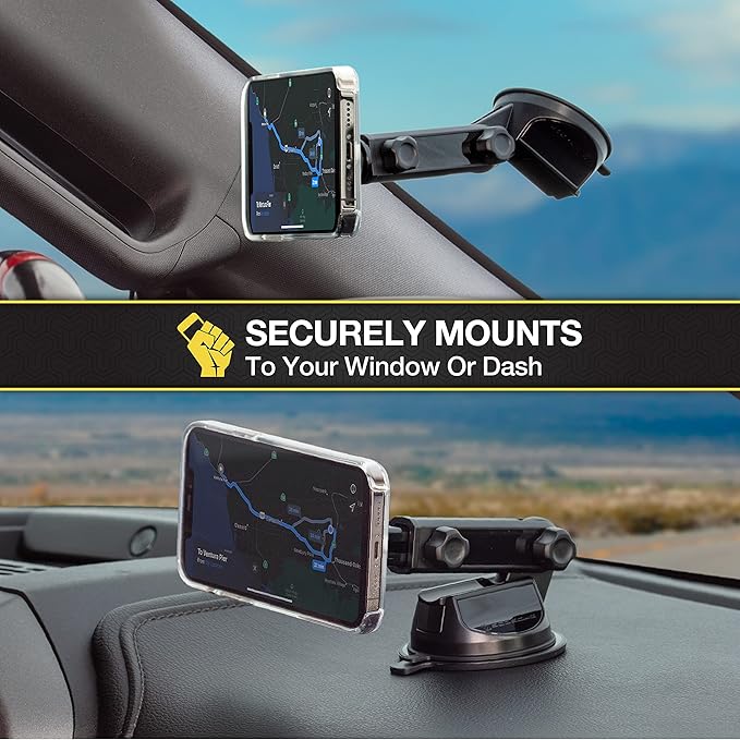 Scosche MP2WDEX2-XTSP MagicMount Pro2 Magnetic Car Phone Holder Extendo Telescoping Windshield or Dashboard Mount with Suction Cup Compatible with MagSafe, iPhones, Galaxy, Pixel & All Smartphones - Image 5