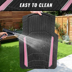 CAR PASS Heavy Duty Rubber Car Floor Mats, Deep Waterproof Car Floor Mats All Weather, Aluminum Film Floor Mats for Cars Non-Slip Universal Trim to Fit for SUVs Trucks Sedans Vans, Black Pink Metallic - Image 8