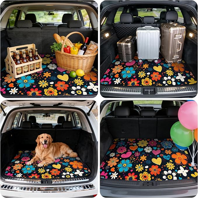 Car Trunk Mat - Universal Size 29" x 39", Floral Pattern Cargo Liner | Car Accessory for SUVs/Sedan/Wagons, Durable Protective Mat, Trunk Liner for Families/Travel Enthusiasts - Image 6