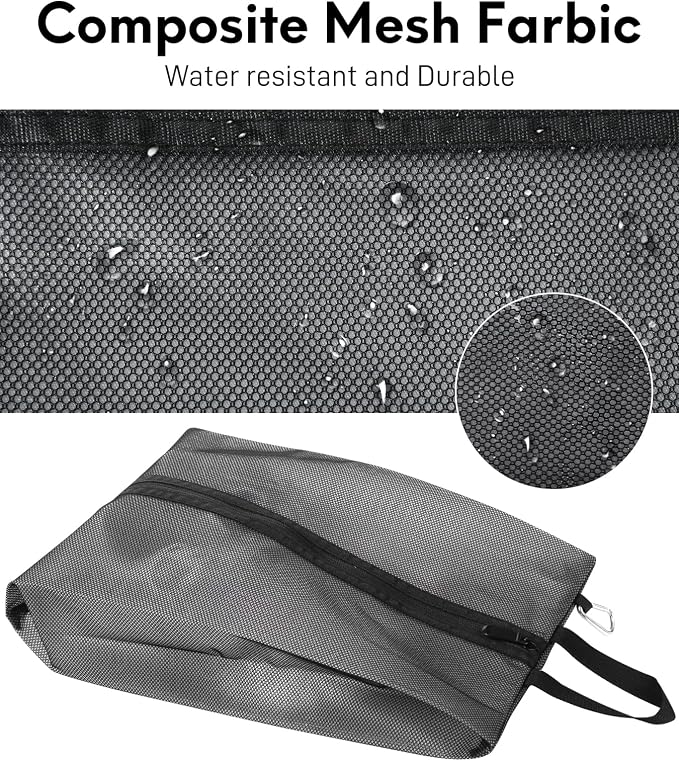 2 Pack Shoe Bags for Travel, Sneaker Bags, Waterproof Travel Shoe Bags with Zipper for Packing, Golf Shoe Dust Bags for Man and Women, Medium, Black - Image 4