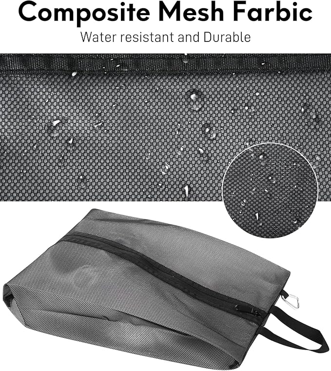 2 Pack Shoe Bags for Travel, Sneaker Bags, Waterproof Travel Shoe Bags with Zipper for Packing, Golf Shoe Dust Bags for Man and Women, Large, Black - Image 4