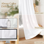 RYB HOME White Sheer Curtains 95 inches Long for Living Room | Extra 66 inches Widith for Light Filtering, Rod Pocket, Breathable, Semi Sheer Curtains, White, W66 x L95, 2 Panels Set - Image 5