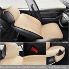 Linen Front Car Seat Covers Cloth Fabric Automotive Seat Protectors | Breathable Durable Anti-Slip All-Season Comfort Easy to Install Universal Fit for 95% of Cars Trucks SUVs Vans (Beige, 2PCS) - Image 8