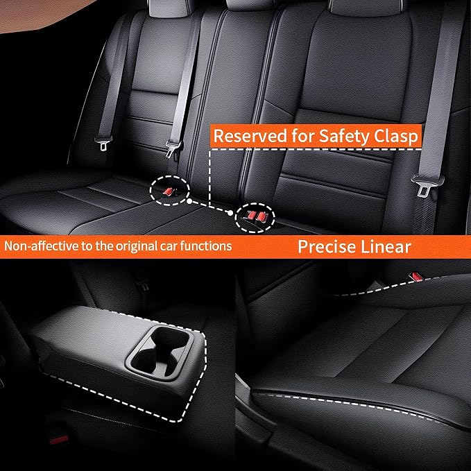 Seat Cover for Nissan Altima 2019 2020 2021 2022 2023 2024 2025 | (S SV SR Platinum ) Customized Fit Full Set Faux Leather Seats Cover Black - Image 5