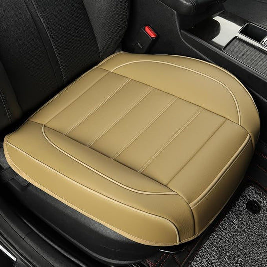 1 Pack Leather Front Car Seat Covers,Bottom Seat Covers for Cars,Driver Car Seat Cover,Luxury Seat Protectors,Waterproof,Full Wrap,for Most Vehicles,Sedan,Truck,SUV(Beige) by Vankerful