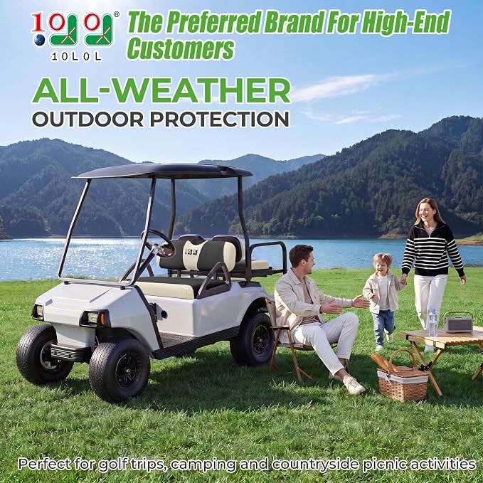 10L0L Golf Cart Seat Covers for Yamaha EZGO Club Car Seat Towel Cushion | Breathable Mesh All-Season Front/Rear Seat Blanket, UV Resistant, Cool Comfort, Machine Washable, Easy On, Great Golf Gift - Image 2