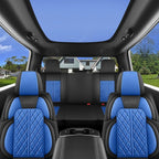 Car Seat Cover Custom Fit for Ford F150 2009-2026 Faux Leather Seat Cover Set Compatible with Regular Cab Super Cab Super Crew Pickup Truck Cushions (Black & Blue, Front Seat) - Image 7