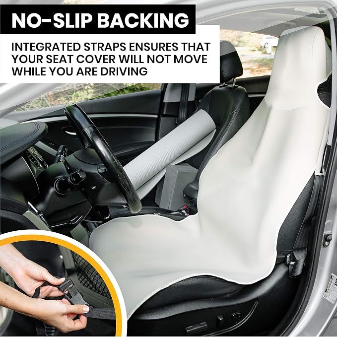 Gear Gray Premium Universal Fit Waterproof Stain Resistant Grey Car Seat Cover Neoprene Non-Slip Bucket Seat Dog Sweat Proof Protector Save Your Leather Cloth Seats Van Truck Auto SUV Sedan - Image 4