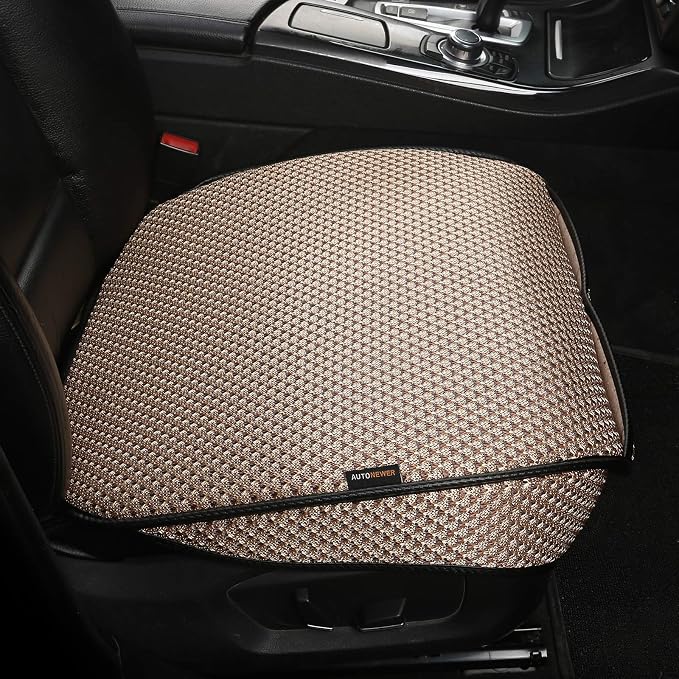 Auto Newer Breathable Universal Four Seasons Car Seat Covers，Luxury Car Seat Cushion ，Protectors for Front Seat Bottoms,Compatible with 95% Vehicles， Fit for Cars Truck SUV (Gold Beige,1PCS) by AutoNewer