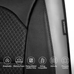 CAR PASS Memory Foam Car Seat Covers,Air Cool Mesh Thick Seat Covers Front Seats,Gray Metal Film Leather Seat Cover for Car,Universal Automotive Comfort for Most Car,Truck,Airbag Compatible,Black/Grey - Image 6