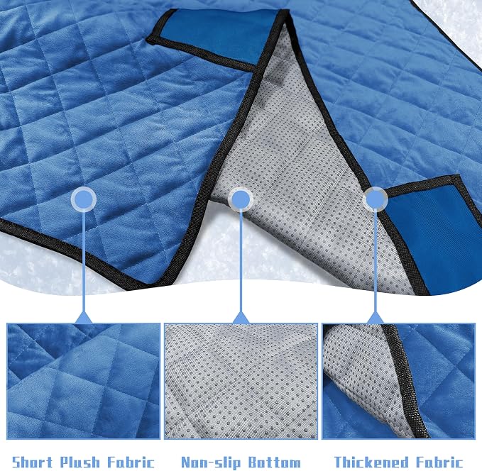 YOKYHOM Golf Cart Seat Covers with 4 Front Pockets, Thick Seat Towel Blanket with Non-Slip Backing, Fits EZGO, Club Car, Yamaha and More 2 & 4 Passenger Golf Carts, Blue - Image 3
