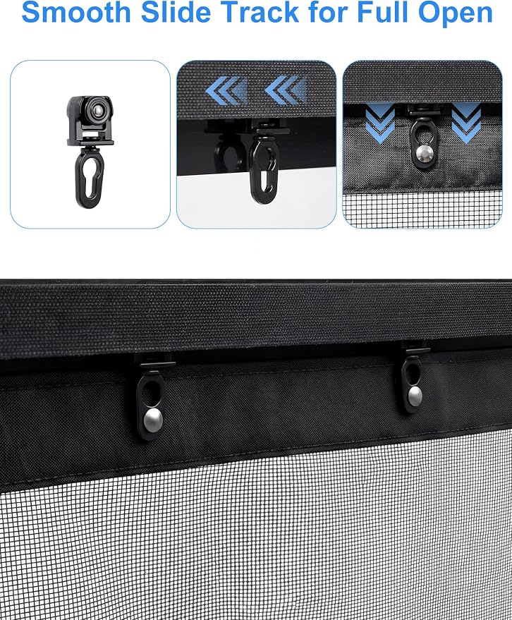 Privacy Garage Door Screen for Single Car Garage 8x7ft - Retractable Slide Track System, Heavy Duty PET Mesh with Blackout Privacy Panel, Magnetic Closure, Keeps Bugs Out, Fits Garage Opening 8 x 7 Ft - Image 3