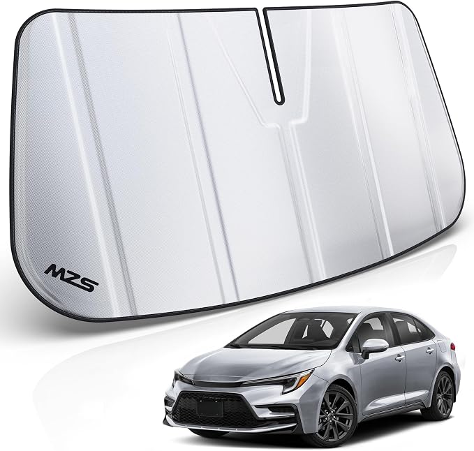 MZS Windshield Sun Shade for Corolla Sedan 2020-2026 / Hatchback 2019-2026 | 6-Layer Heat Insulation, 99% UV Blocking, Keeps Interior Cool, Full Coverage Visor, Foldable Car Window Sunshade, Storage Bag by MZS
