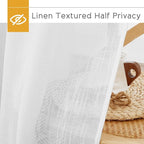 RYB HOME White Semi Sheer Curtains 63 inches Long for Bedroom | Linen Textured Blend, Privacy, Light Airy Sheers, Light Filtering for Bathroom Living Room Cafe, White, W70 x L63, 2 Panels - Image 4