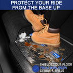 CAR PASS Rubber Floor Mats for Cars, Car Mats Full Sets DeepDish,Universal S~L Size Trim-to Fit Automotive Floor Mat for Truck Van SUV, Heavy Duty Waterproof All-Weather Floor liner Durable Black Blue - Image 2