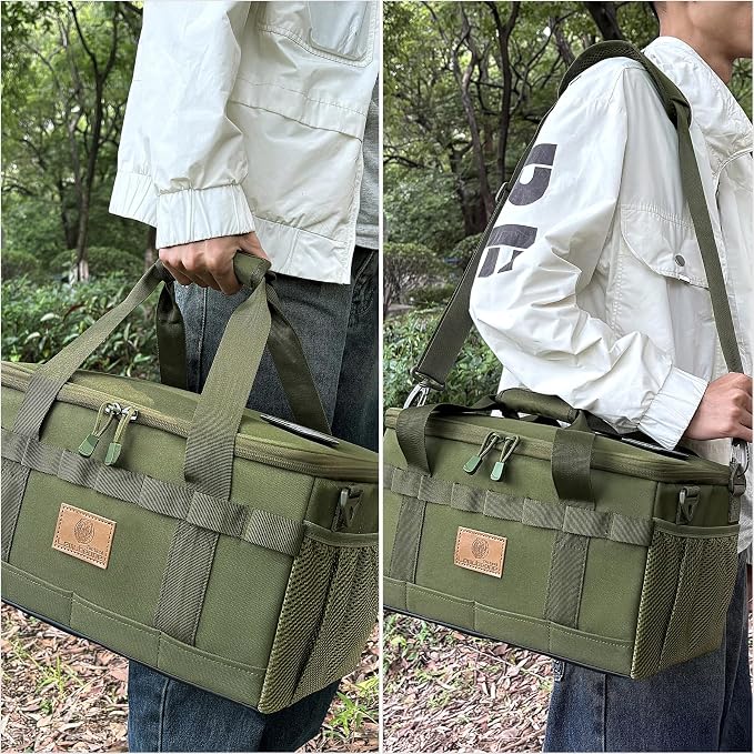 Tactical Camping Storage Bag 18L Tactical Utility Tote Bag Camping Cookware Organizer Trunk Organizer (Army Green) - Image 6