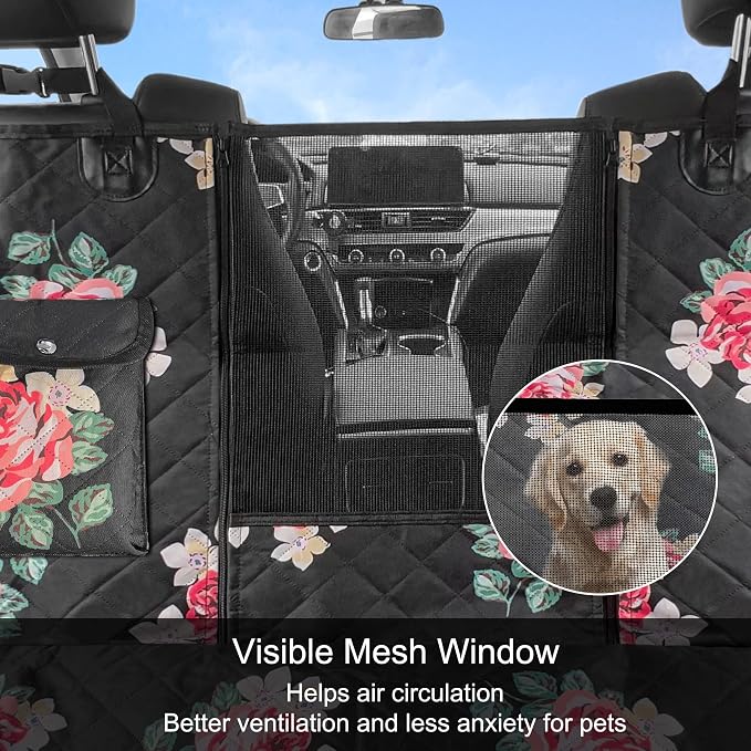 Dog Car Seat Cover, Waterproof Nonslip Pet Seat Cover for Back Seat with Storage Pockets Mesh Visual Window, Heavy Duty Scratchproof Pet Dog Seat Cover Hammock for Cars Trucks and SUVs - Image 4