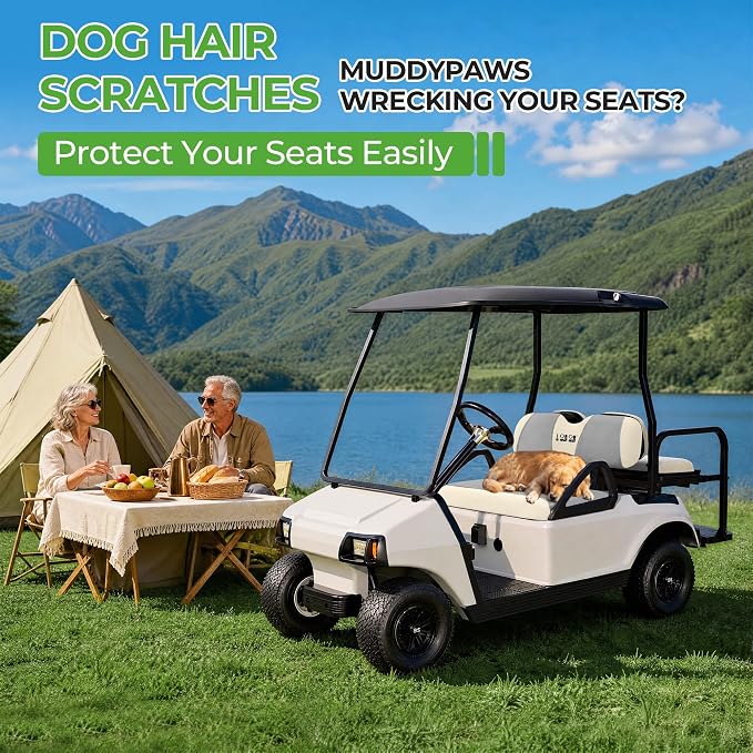 10L0L Golf Cart Seat Covers for Yamaha EZGO Club Car Seat Towel Cushion | Breathable Mesh All-Season Front/Rear Seat Blanket, UV Resistant, Cool Comfort, Machine Washable, Easy On, Great Golf Gift - Image 7