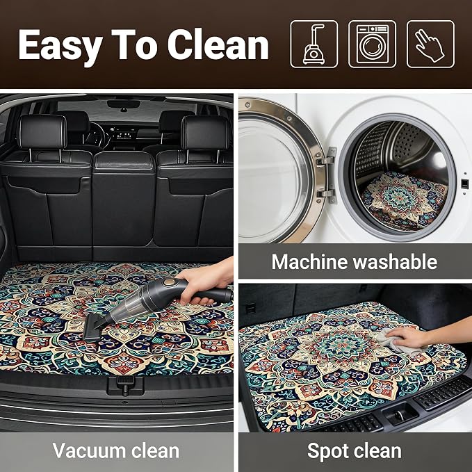 Car Trunk Mat - Universal Size 29" x 39", Bohemian Style Cargo Liner | Car Accessory for SUVs/Sedan/Wagons, Durable Protective Mat, Trunk Liner for Families/Travel Enthusiasts - Image 5