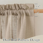 RYB HOME Privacy Semi Sheer Linen Curtains 72 inches Long for Farmhouse | Rod Pocket, Linen Blend, Elegant Light Filtering, Privacy Protected Panels, Khaki, 2 Panels - Image 2