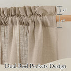 RYB HOME Natural Linen Curtains 84 Inch Length, Light Filtering Home Decor 2 Panels Set for Living Room Bedroom, Vertical Soft Window Treatments for Kitchen Kids Room, Khaki, W 34 x L 84 inches - Image 2